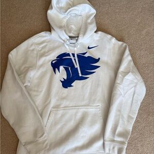 Nike White Hoodie with Bold Blue Design